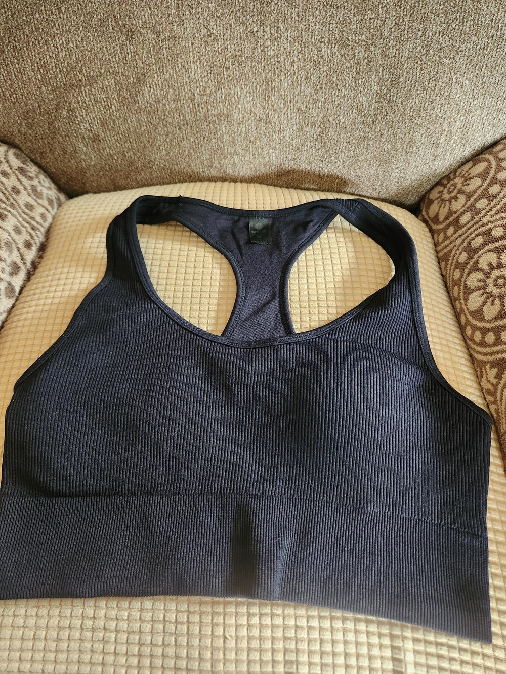 90 Degree By Reflex Ribbed Racerback Sports Black Xl